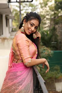 Honey Chowdary in Pink and Green Lehenga Choli