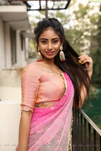 Honey Chowdary in Pink and Green Lehenga Choli