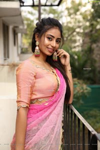 Honey Chowdary in Pink and Green Lehenga Choli