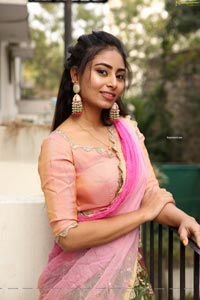 Honey Chowdary in Pink and Green Lehenga Choli