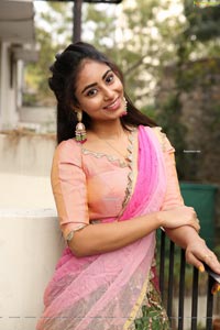 Honey Chowdary in Pink and Green Lehenga Choli