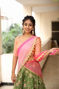 Honey Chowdary in Pink and Green Lehenga Choli