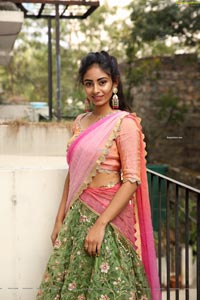 Honey Chowdary in Pink and Green Lehenga Choli