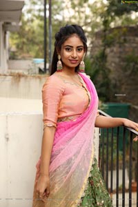 Honey Chowdary in Pink and Green Lehenga Choli