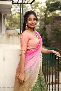 Honey Chowdary in Pink and Green Lehenga Choli