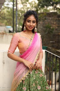 Honey Chowdary in Pink and Green Lehenga Choli