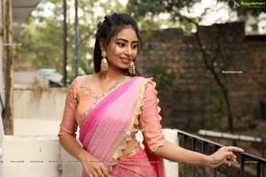 Honey Chowdary in Pink and Green Lehenga Choli