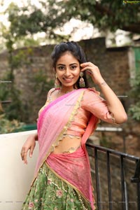 Honey Chowdary in Pink and Green Lehenga Choli