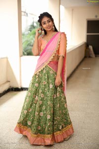 Honey Chowdary in Pink and Green Lehenga Choli