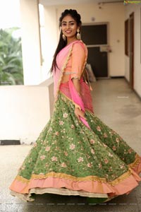 Honey Chowdary in Pink and Green Lehenga Choli