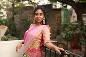 Honey Chowdary in Pink and Green Lehenga Choli