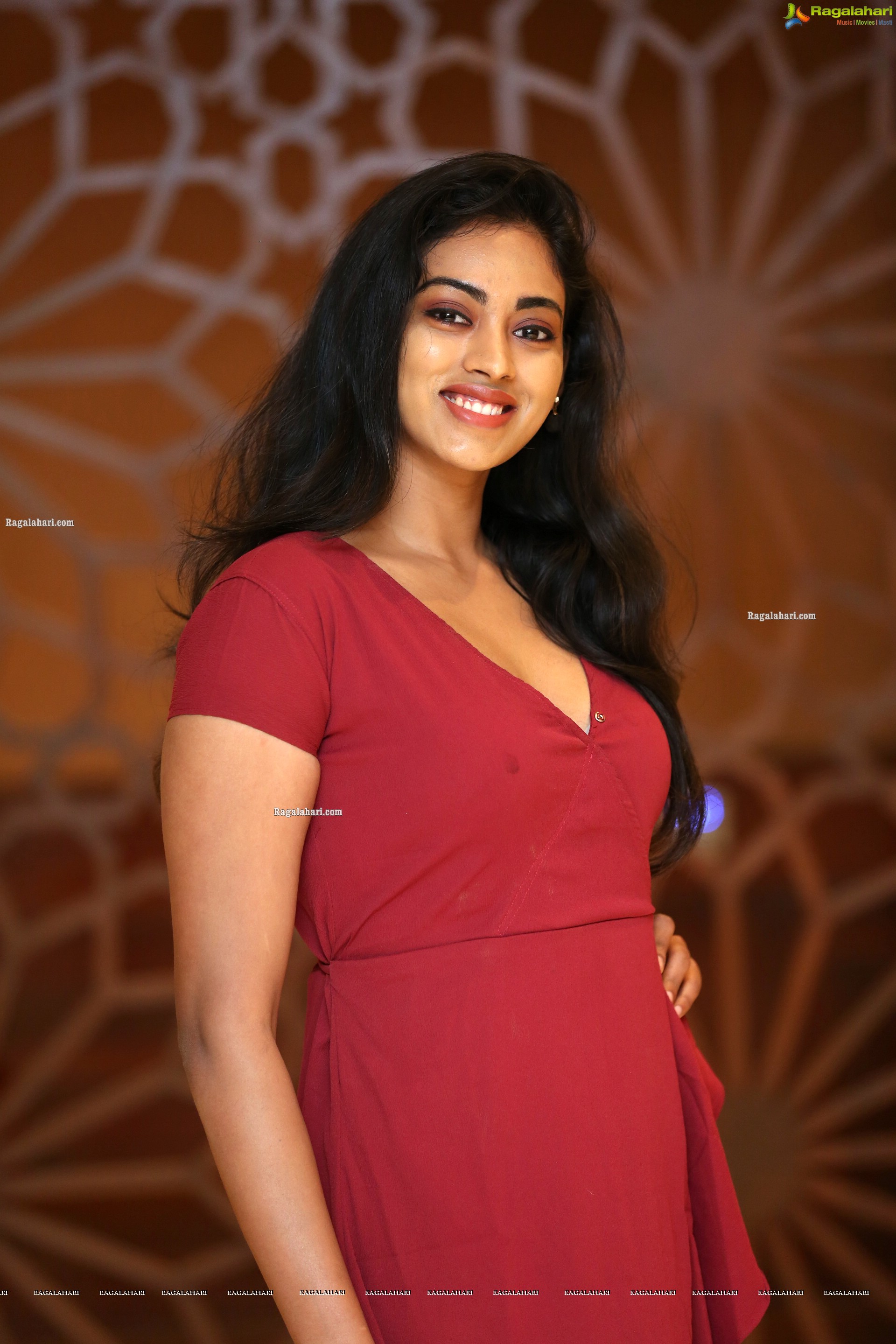 Kamakshi Bhaskarla In Maroon Frill Dress, HD Photo Gallery