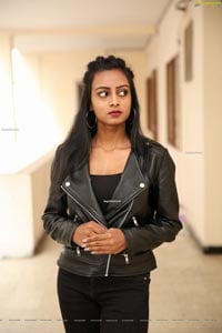 Lucky Lakshmi in Black Leather Jacket