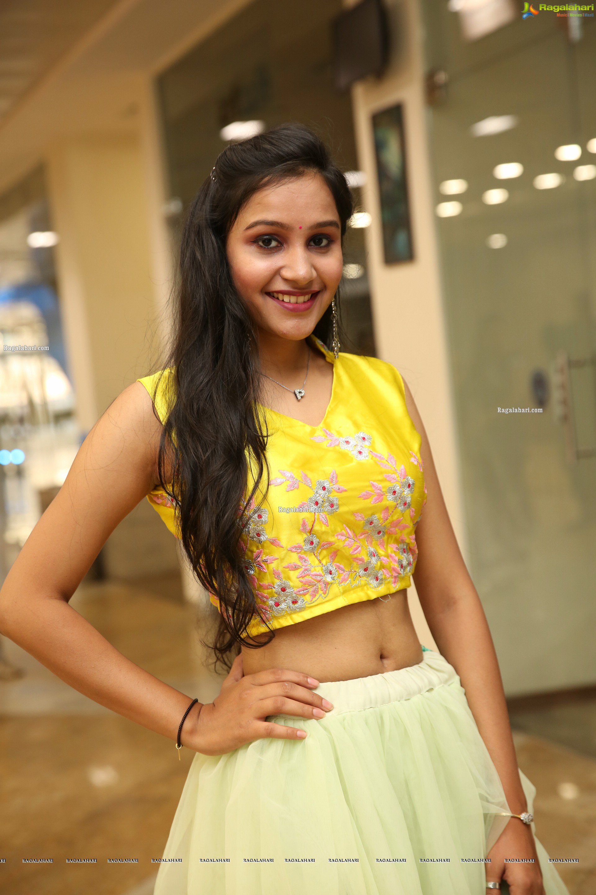 Priyancee Agarwal in Pastel Green Ruffle Lehenga and Yellow Crop Top, HD Photo Gallery