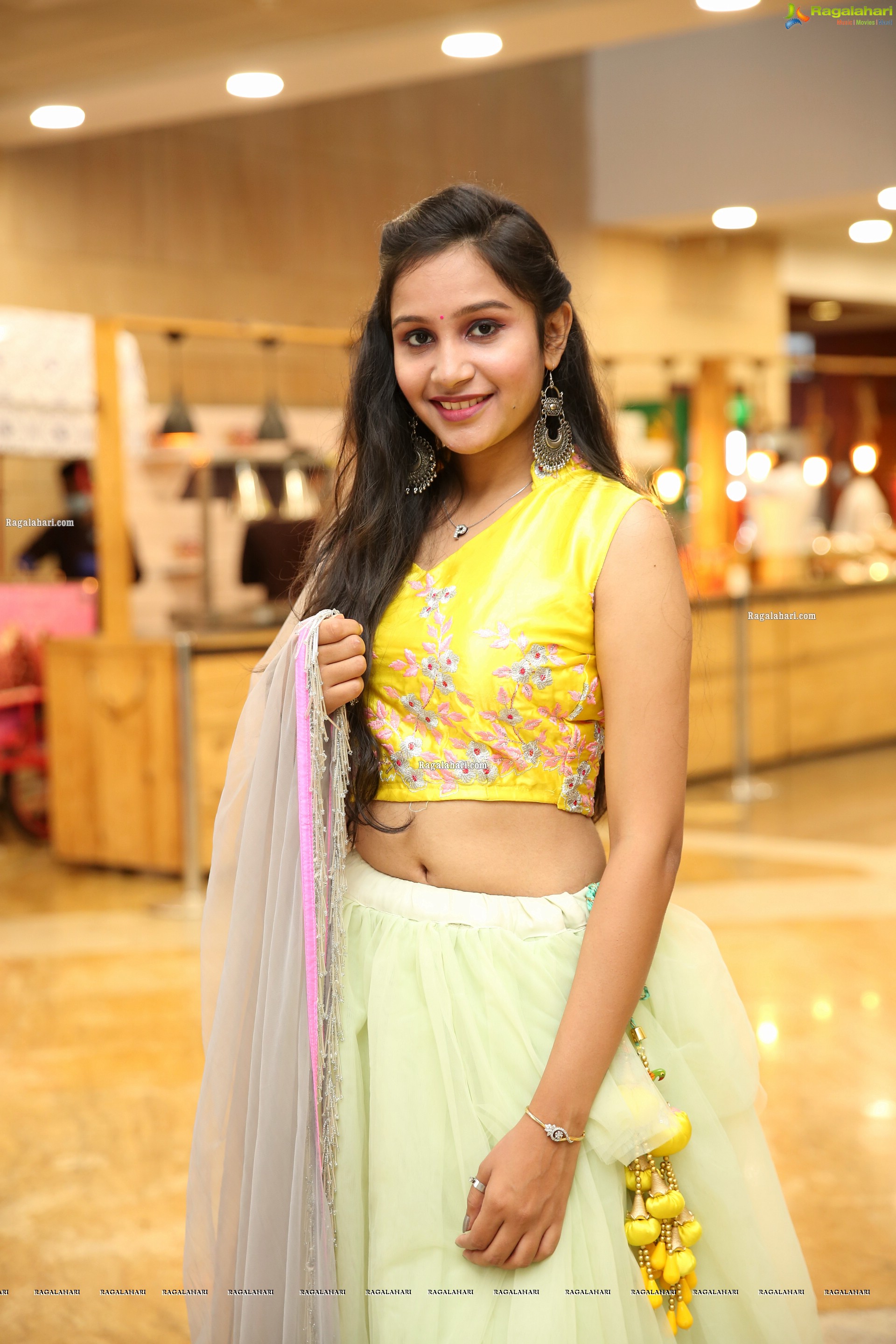 Priyancee Agarwal in Pastel Green Ruffle Lehenga and Yellow Crop Top, HD Photo Gallery