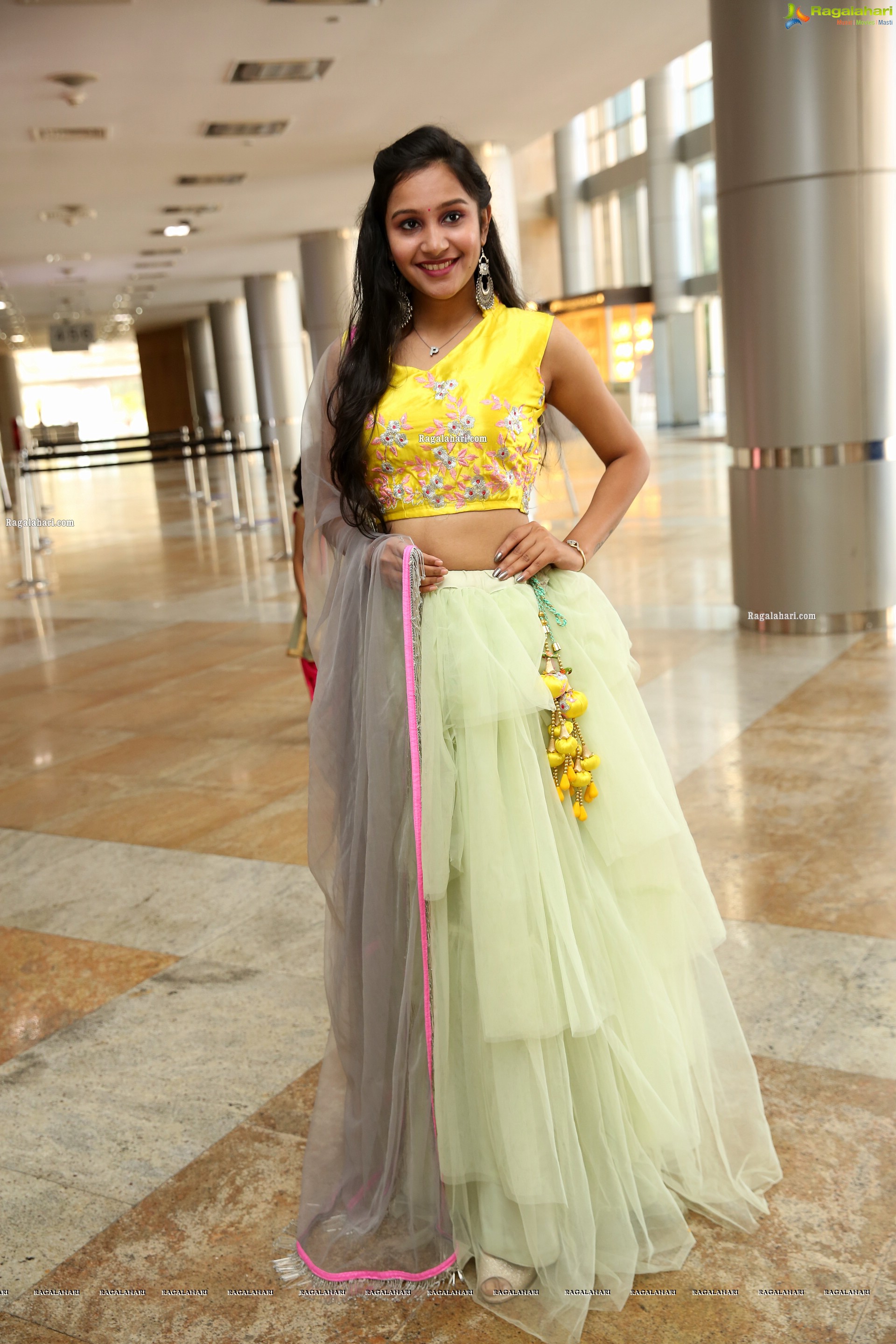 Priyancee Agarwal in Pastel Green Ruffle Lehenga and Yellow Crop Top, HD Photo Gallery