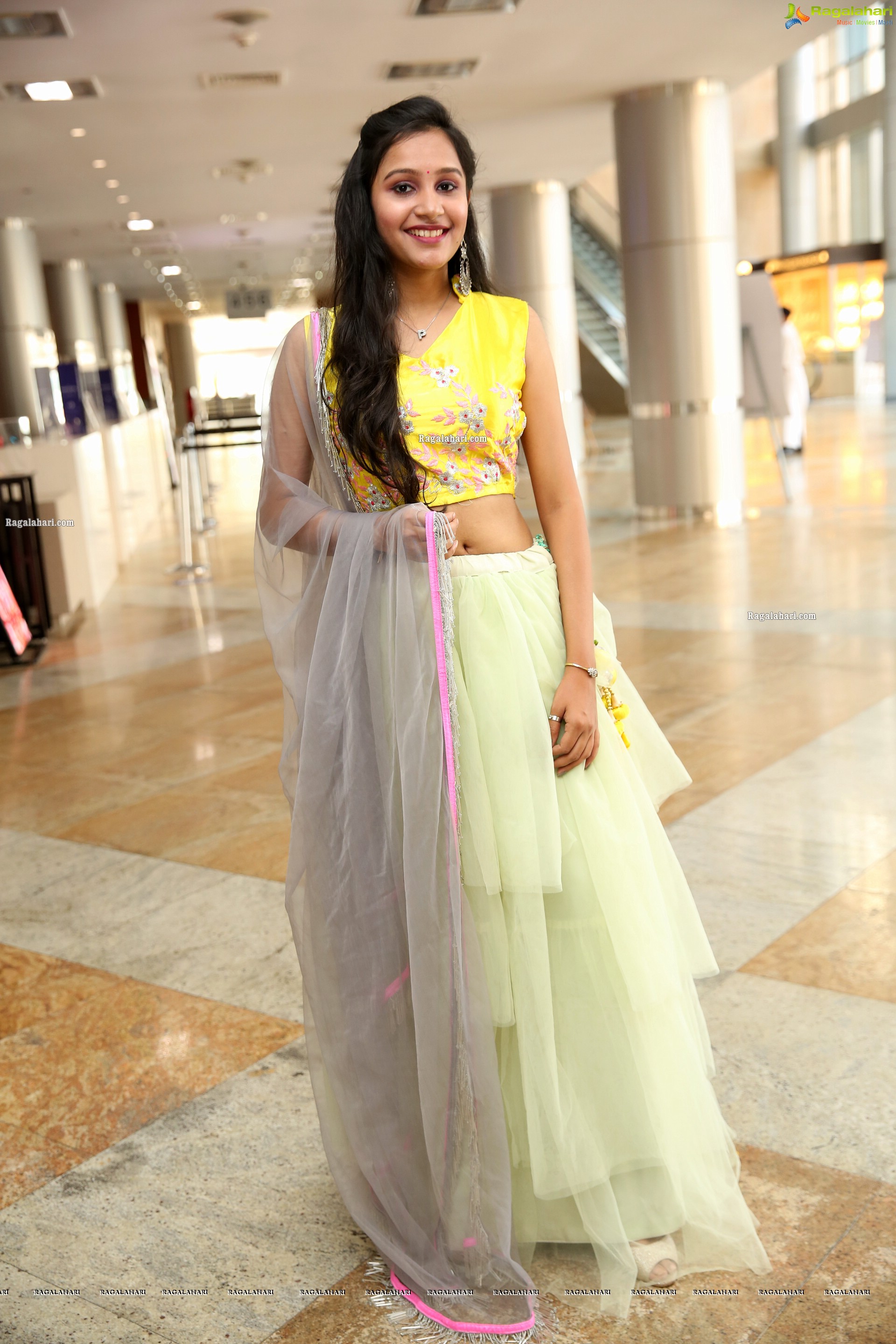 Priyancee Agarwal in Pastel Green Ruffle Lehenga and Yellow Crop Top, HD Photo Gallery