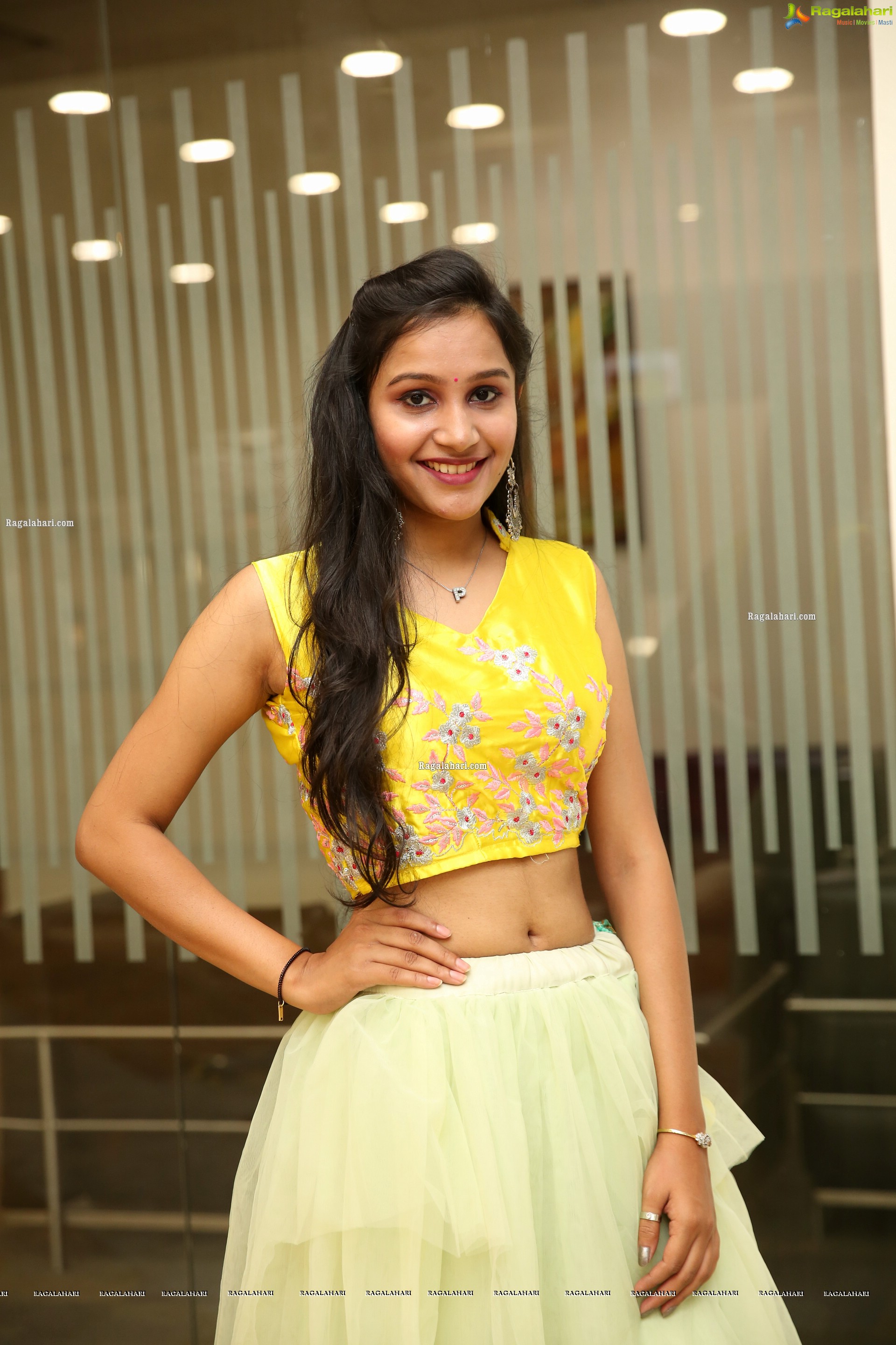 Priyancee Agarwal in Pastel Green Ruffle Lehenga and Yellow Crop Top, HD Photo Gallery