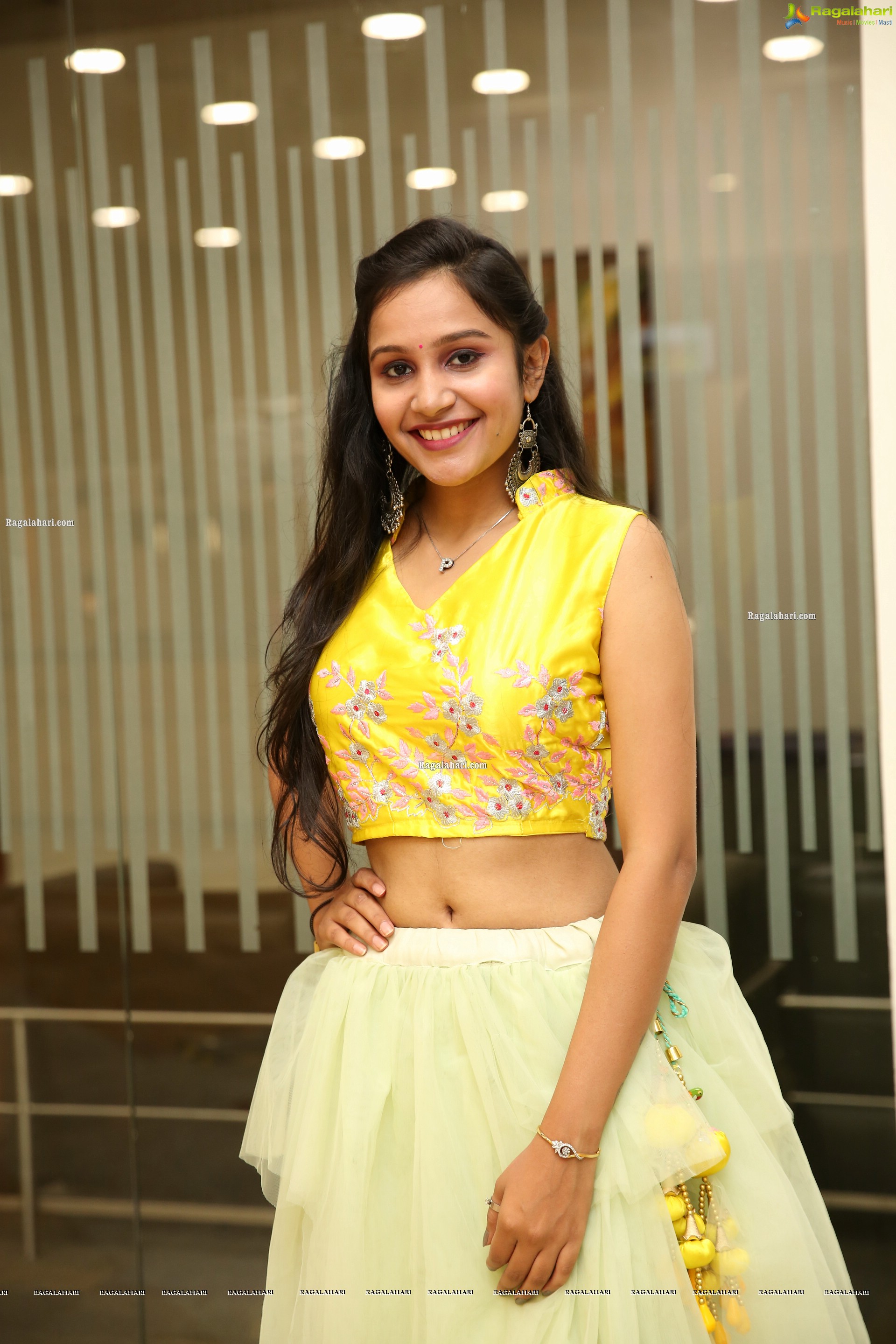 Priyancee Agarwal in Pastel Green Ruffle Lehenga and Yellow Crop Top, HD Photo Gallery