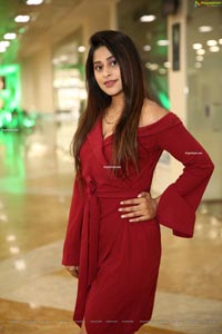 Shravani Varma in Maroon Off Shoulder Dress