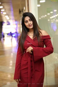 Shravani Varma in Maroon Off Shoulder Dress