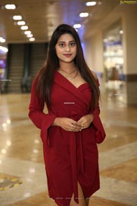 Shravani Varma in Maroon Off Shoulder Dress