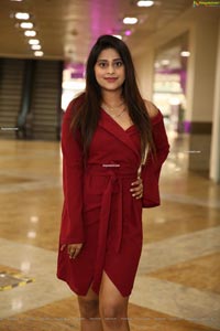 Shravani Varma in Maroon Off Shoulder Dress