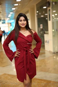 Shravani Varma in Maroon Off Shoulder Dress