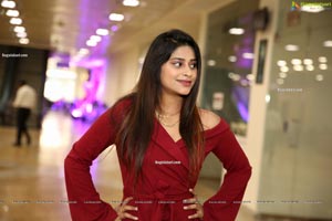 Shravani Varma in Maroon Off Shoulder Dress