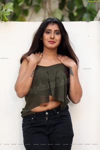 Aishwarya T in Military Green Crop Top Exclusive