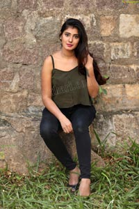 Aishwarya T in Military Green Crop Top Exclusive