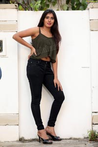 Aishwarya T in Military Green Crop Top Exclusive