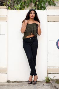 Aishwarya T in Military Green Crop Top Exclusive