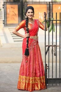 Jenny Honey in Red Embellished Lehenga Choli
