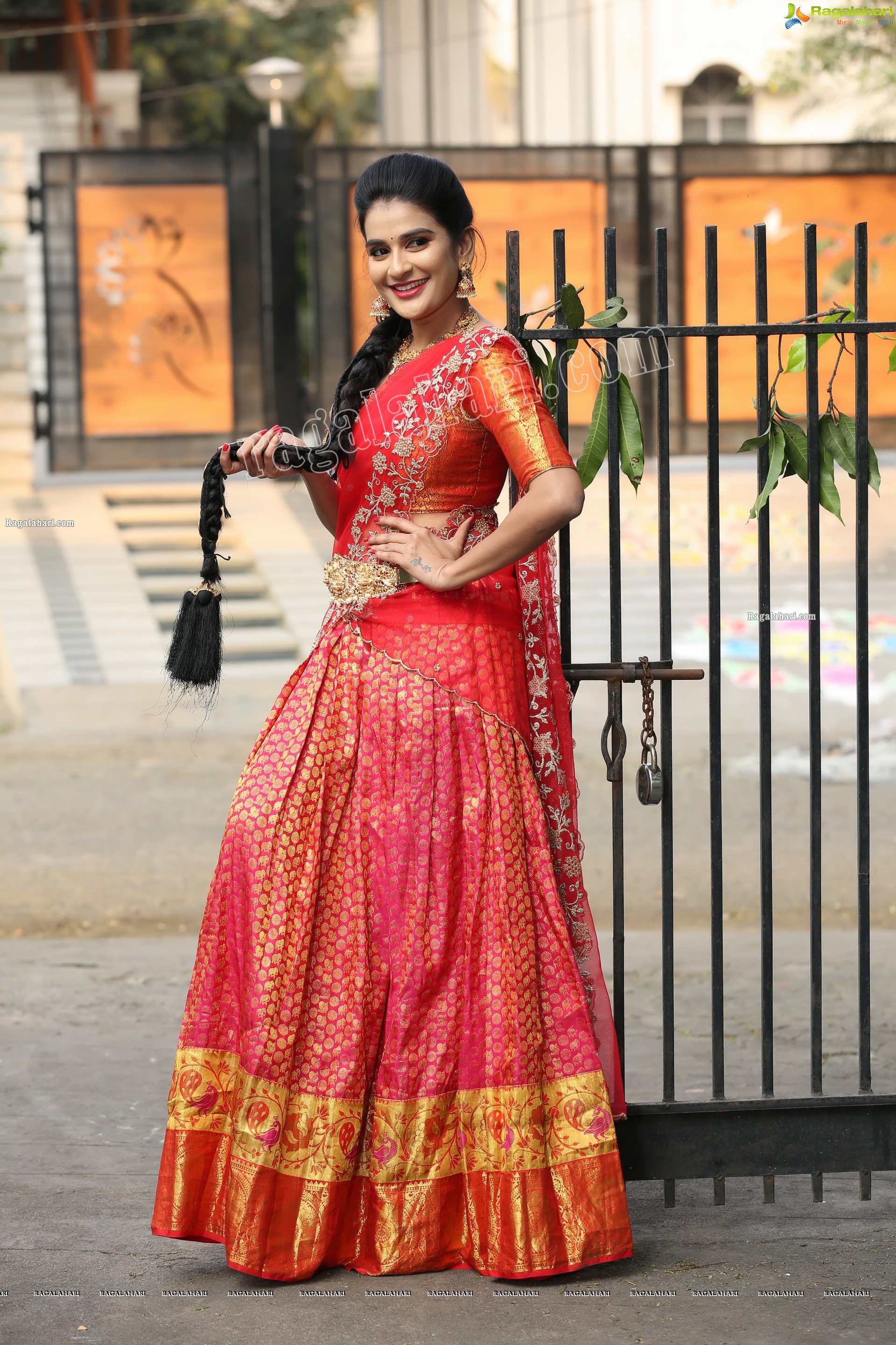 Jenny Honey in Red Embellished Lehenga Choli, Exclusive Photo Shoot