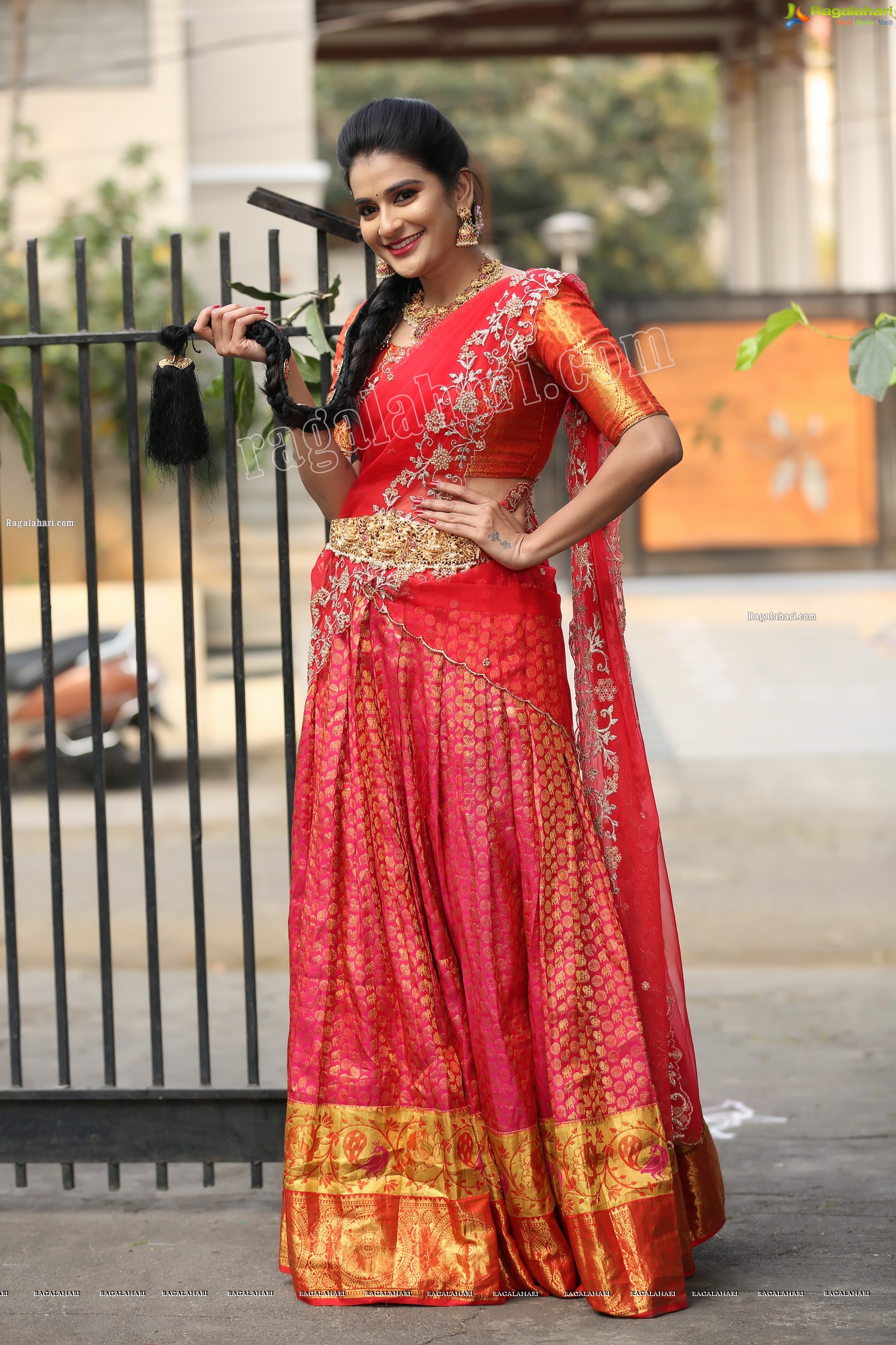 Jenny Honey in Red Embellished Lehenga Choli, Exclusive Photo Shoot