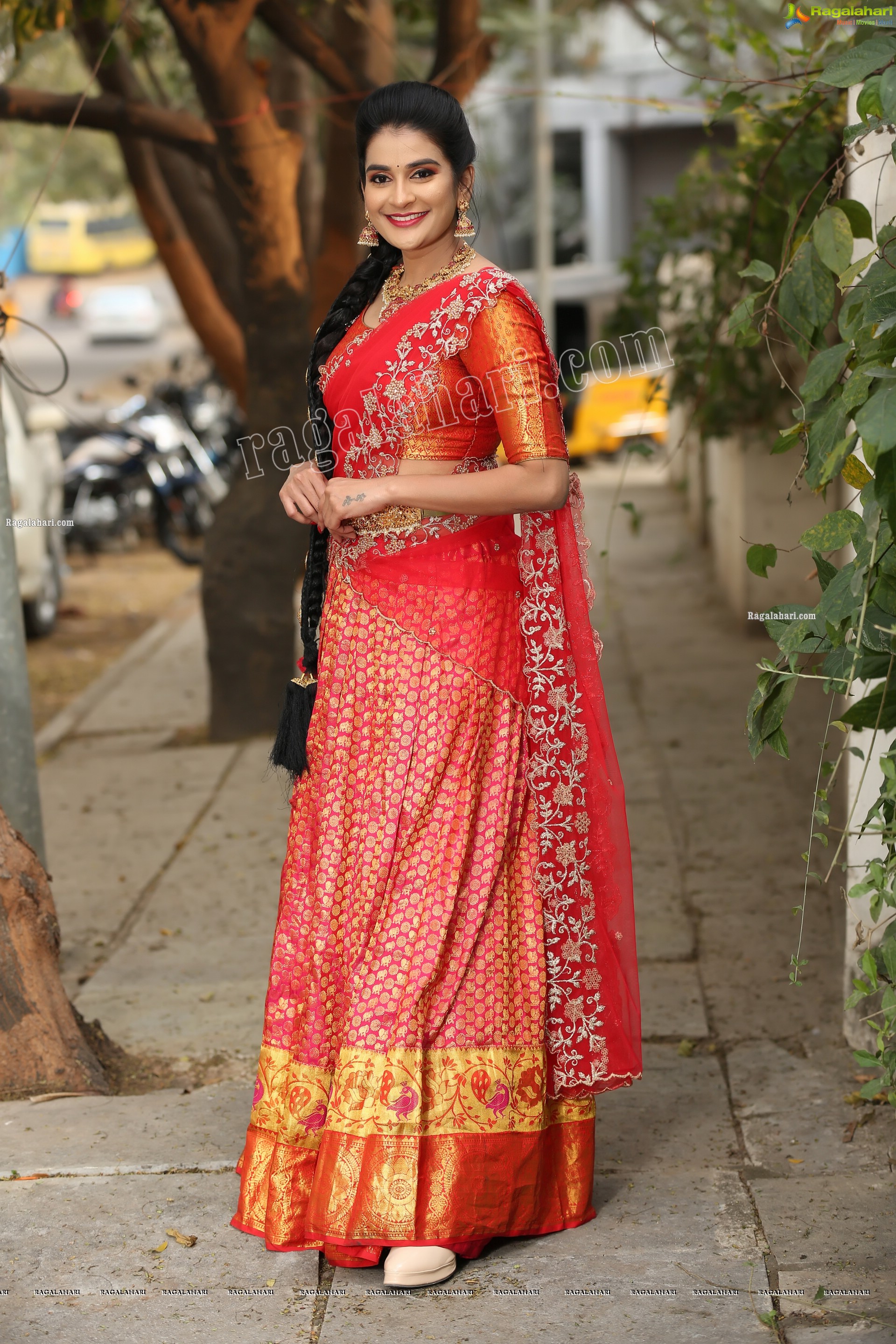 Jenny Honey in Red Embellished Lehenga Choli, Exclusive Photo Shoot