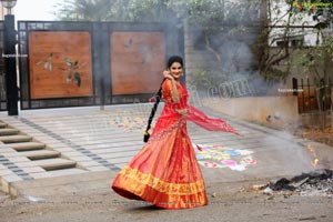 Jenny Honey in Red Embellished Lehenga Choli