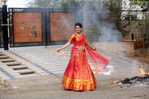 Jenny Honey in Red Embellished Lehenga Choli