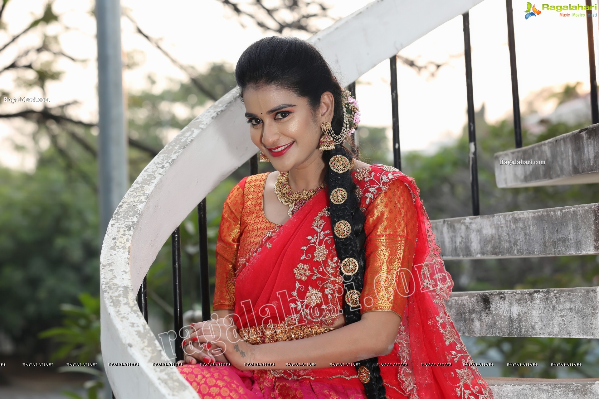 Jenny Honey in Red Embellished Lehenga Choli, Exclusive Photo Shoot