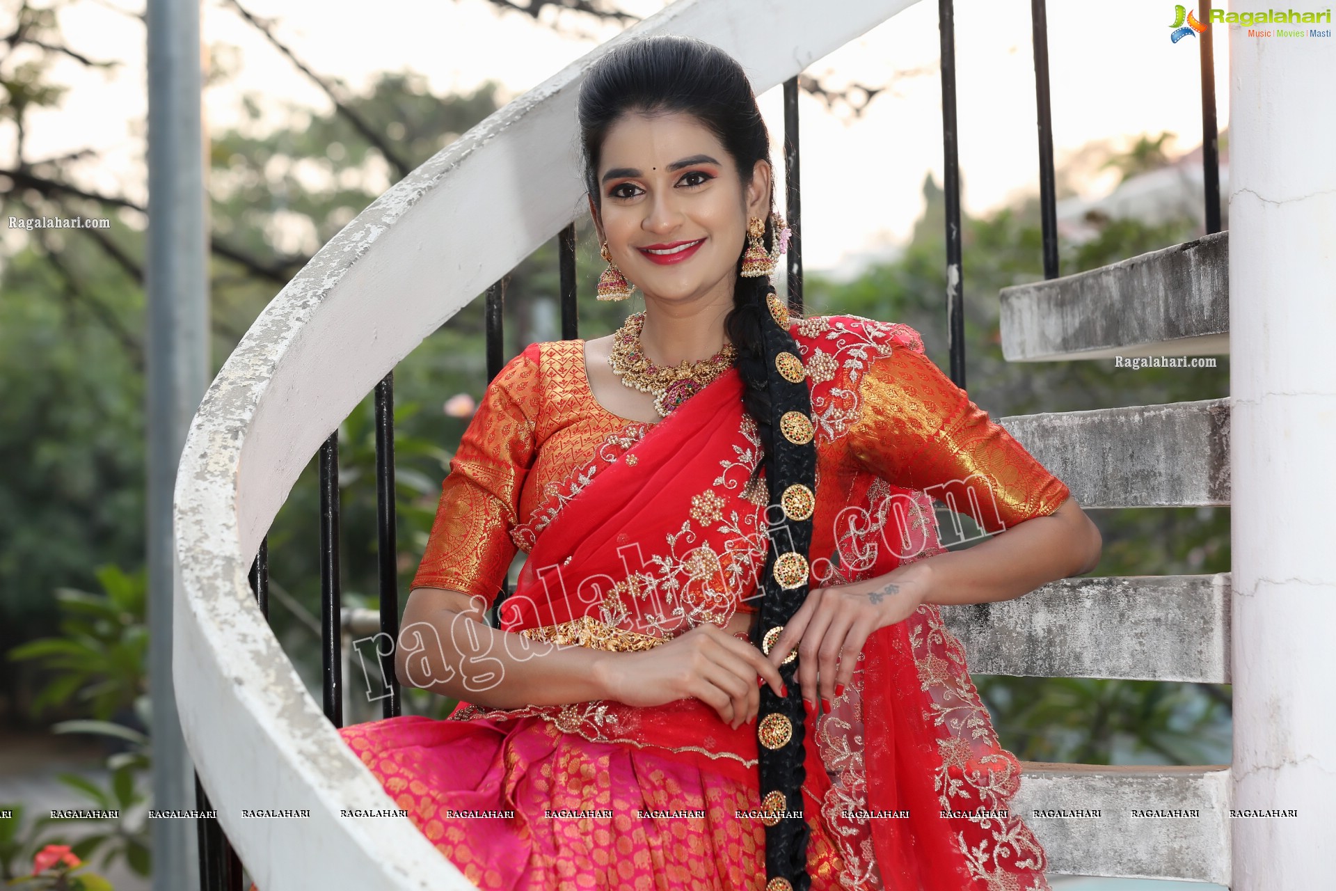 Jenny Honey in Red Embellished Lehenga Choli, Exclusive Photo Shoot