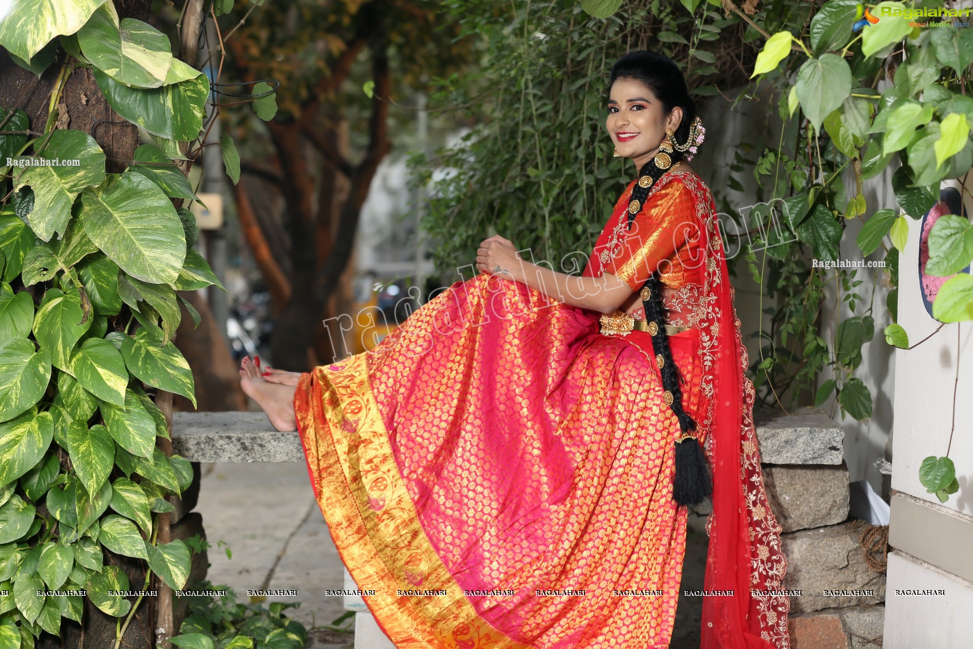 Jenny Honey in Red Embellished Lehenga Choli, Exclusive Photo Shoot