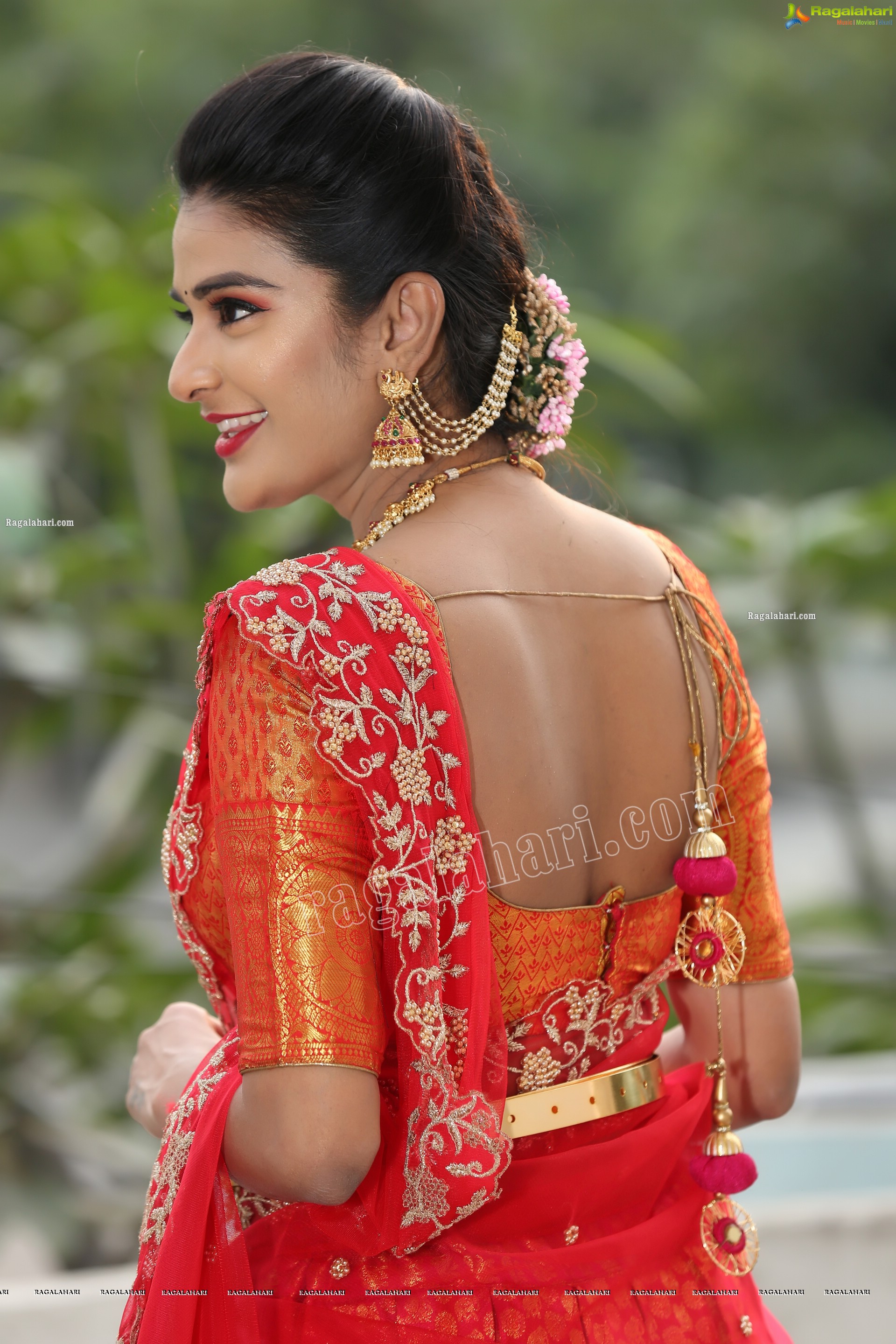 Jenny Honey in Red Embellished Lehenga Choli, Exclusive Photo Shoot