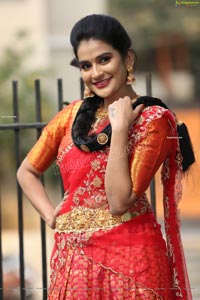 Jenny Honey in Red Embellished Lehenga Choli