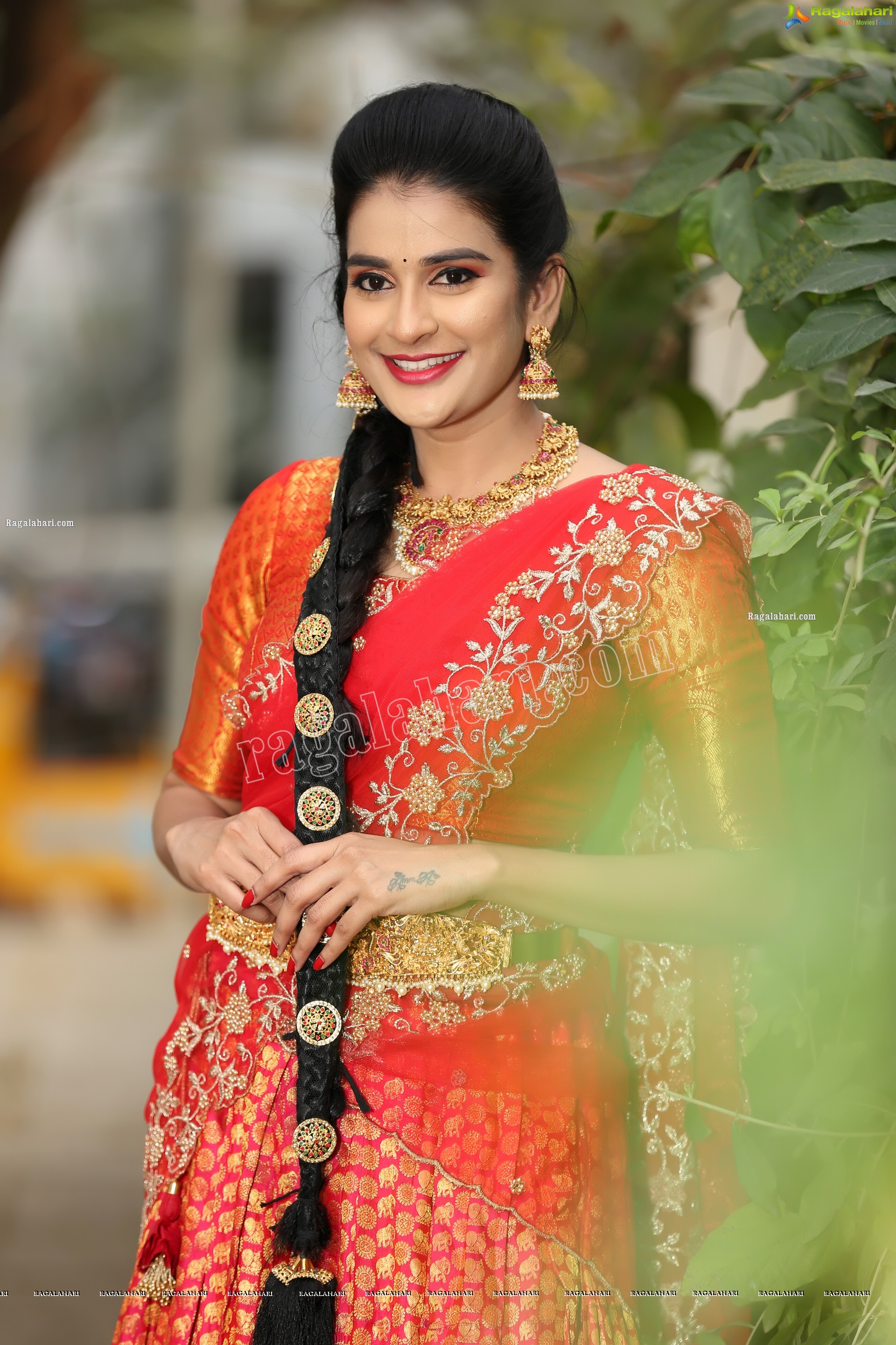 Jenny Honey in Red Embellished Lehenga Choli, Exclusive Photo Shoot