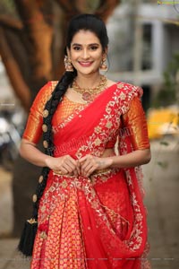 Jenny Honey in Red Embellished Lehenga Choli