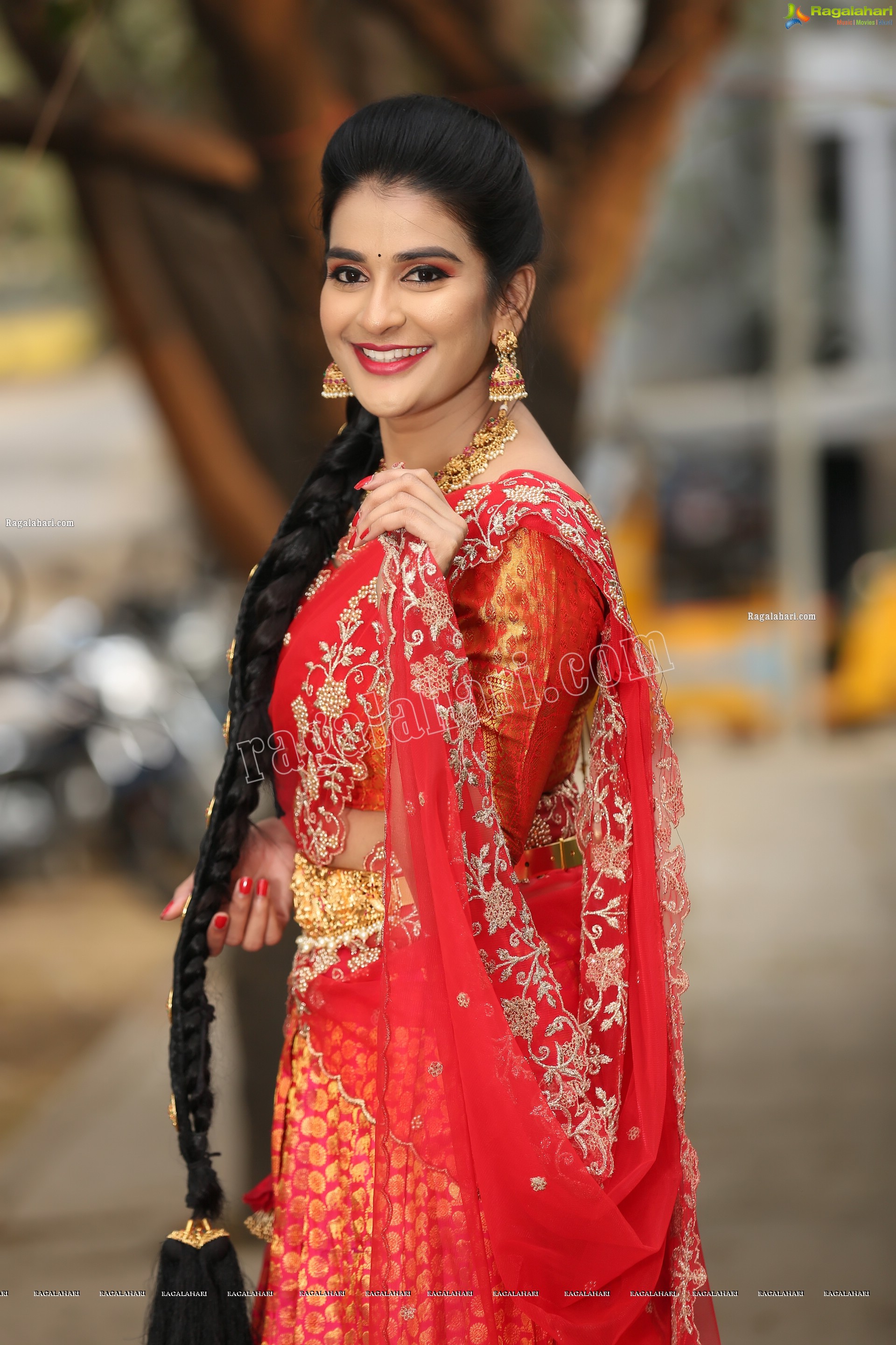 Jenny Honey in Red Embellished Lehenga Choli, Exclusive Photo Shoot