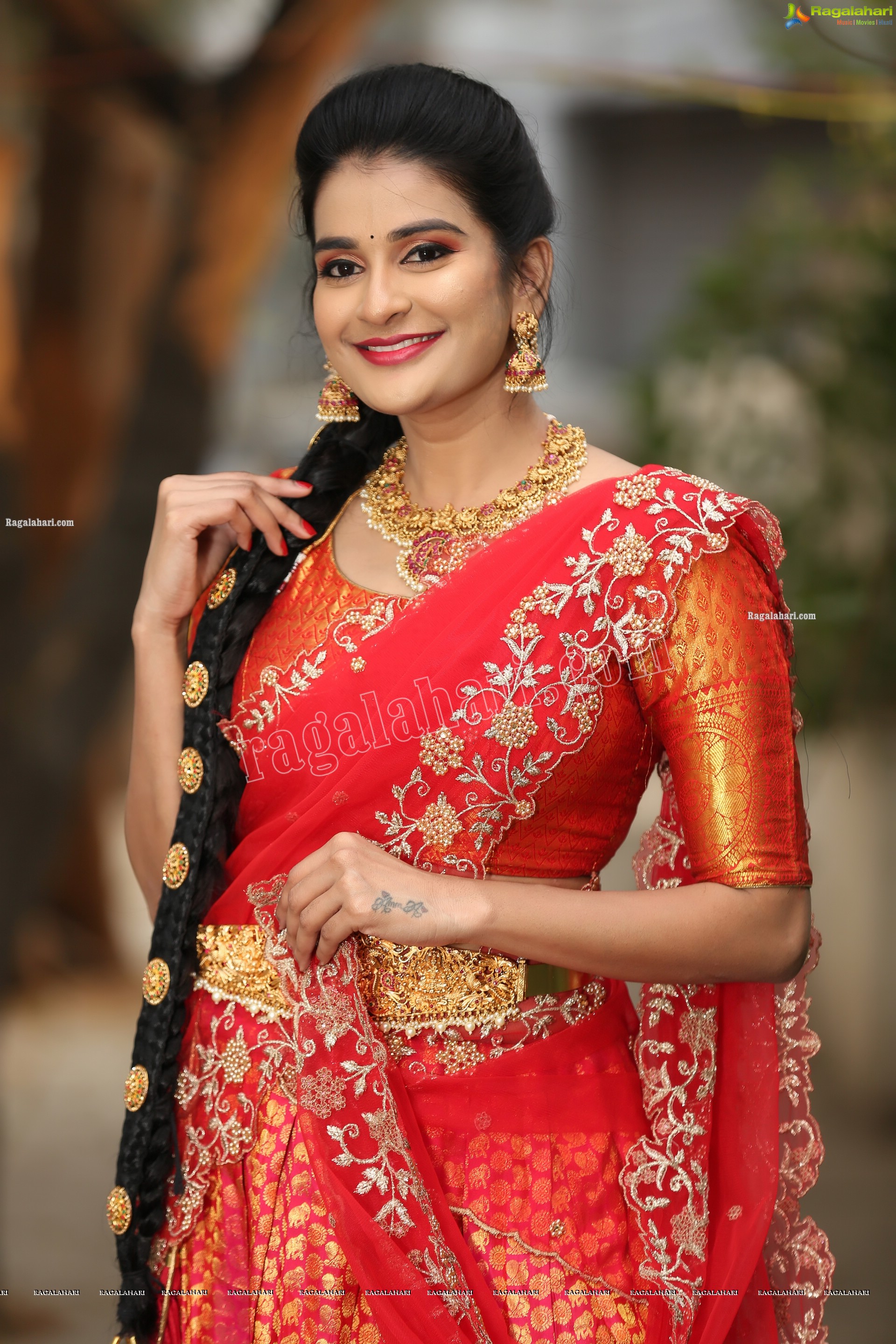 Jenny Honey in Red Embellished Lehenga Choli, Exclusive Photo Shoot