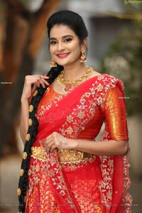 Jenny Honey in Red Embellished Lehenga Choli