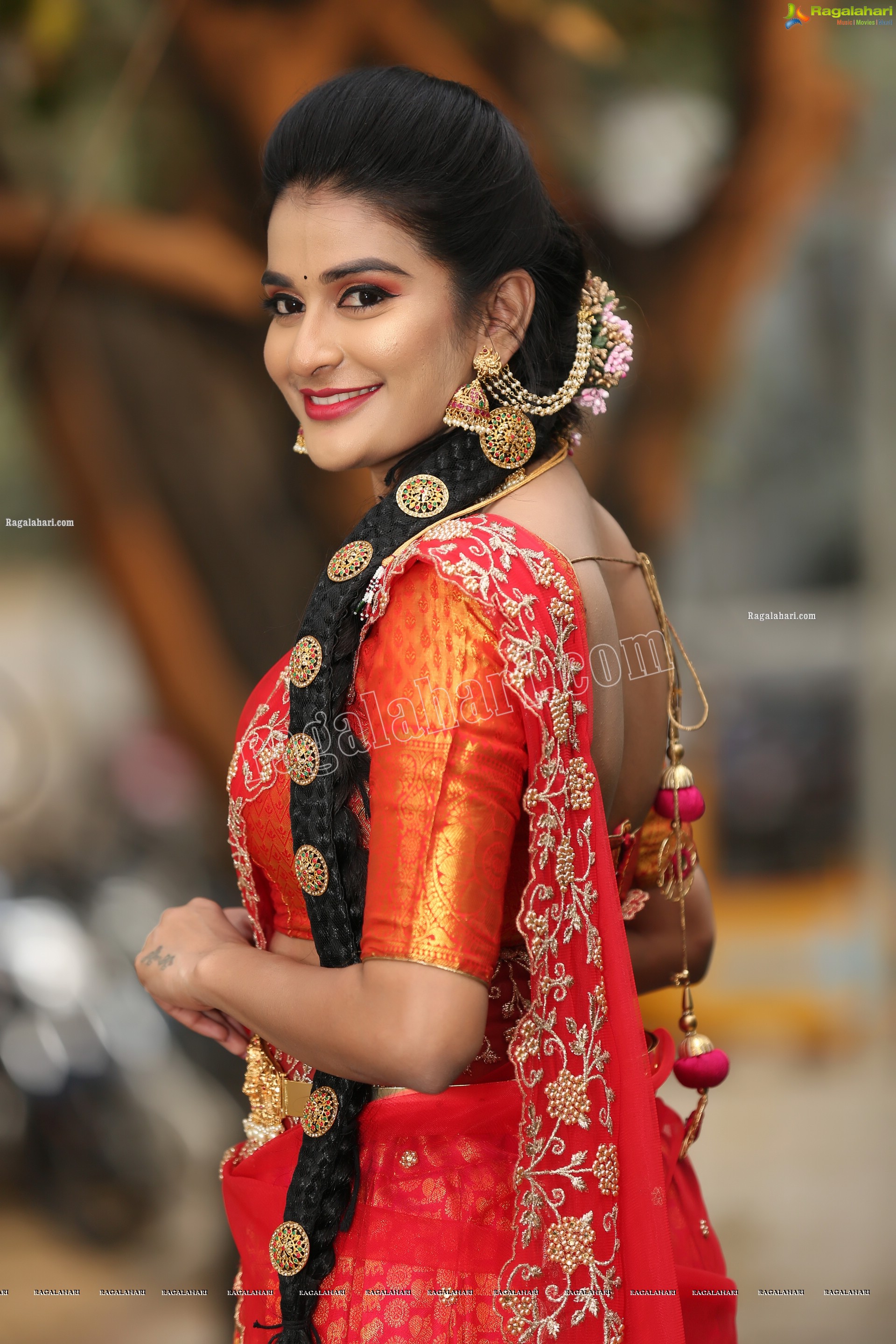 Jenny Honey in Red Embellished Lehenga Choli, Exclusive Photo Shoot